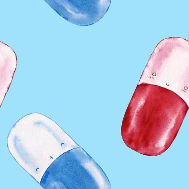 Uyuşturucu ile Seamless modeli. Suluboya resim.