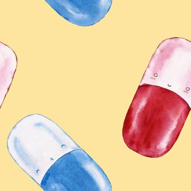 Uyuşturucu ile Seamless modeli. Suluboya resim.