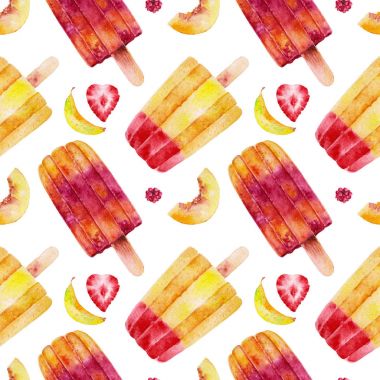 Dondurma ile Seamless modeli. Suluboya resim.