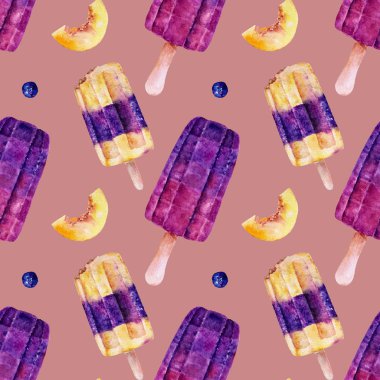 Dondurma ile Seamless modeli. Suluboya resim.