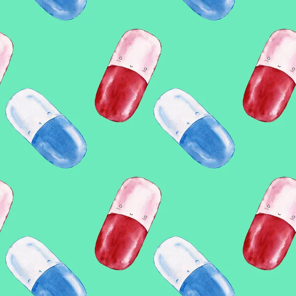 Uyuşturucu ile Seamless modeli. Suluboya resim.