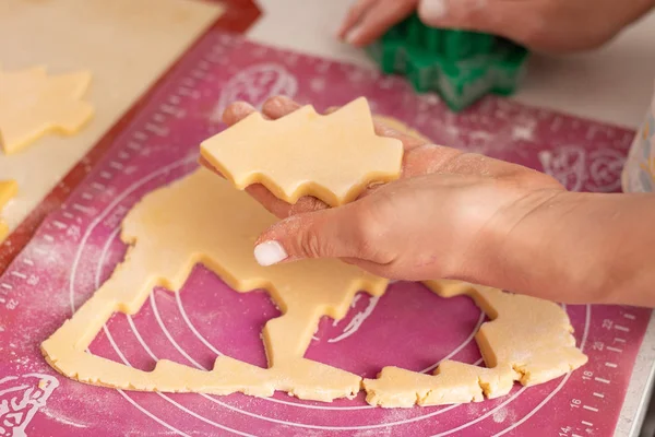 Cuisine Sapin Noël Pâte Dans Cuisine — Photo