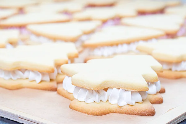 Marshmallows Smörgåsar Dukade Ett Bord — Stockfoto