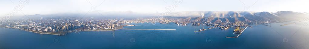 Panorama of Novorossiysk bay in winter