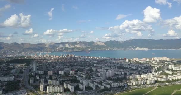 Luchtfotografie Van Het Zuidelijke Deel Van Stad Novorossiysk — Stockvideo