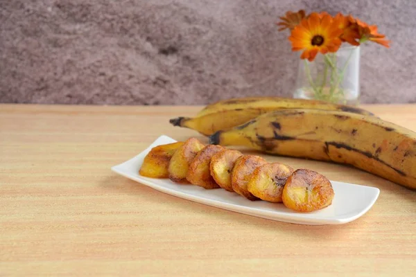 Pltanos Maduros Fried Sweet Ripe Plantain Banana — Stock Photo, Image