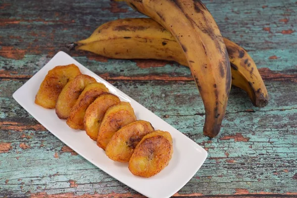 Pltanos Maduros Sau Banane Prăjite Dulci Coapte — Fotografie, imagine de stoc