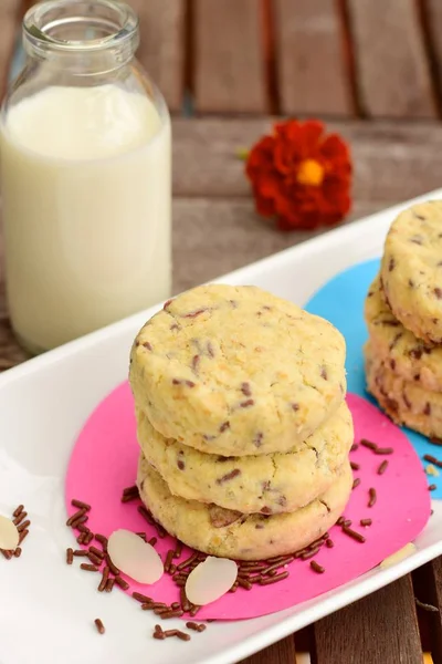 Homemade Almond Cookies Chocolate Sprinkles — Stock Photo, Image