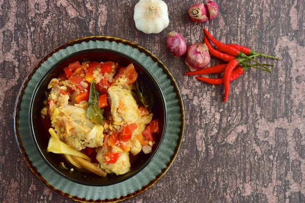 Ayam Balado Indonesian Food Cooked Chicken Spiced Chili Tomato — Stock Photo, Image