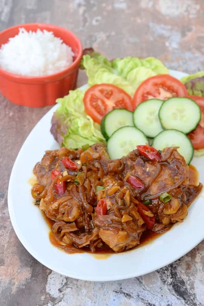 Ayam Kecap Chicken Cooked Stew Thick Sweet Soy Sauce Spices — Foto Stock