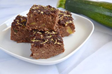 Gluten free chocolate zucchini bread, cut in square