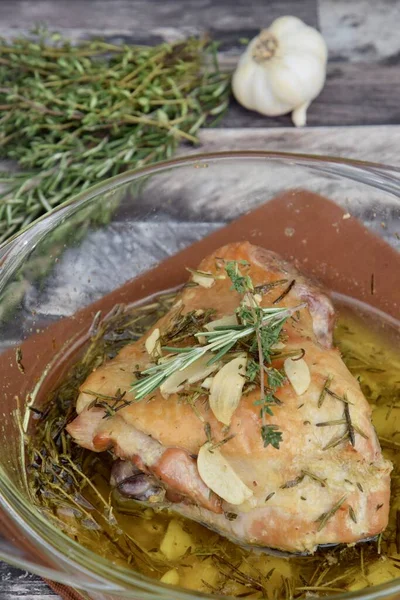 Roasted Chicken Thighs Garlic Rosemary — Zdjęcie stockowe