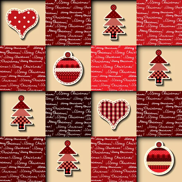 Fond de Noël sans couture dans un style patchwork — Image vectorielle