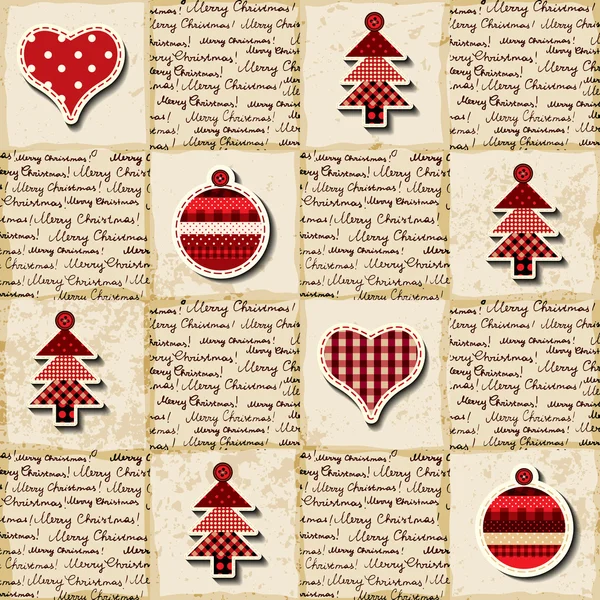 Fond de Noël sans couture dans un style patchwork — Image vectorielle