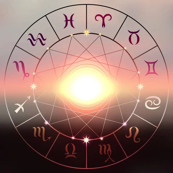 Cerchio con segni di zodiaco — Vettoriale Stock