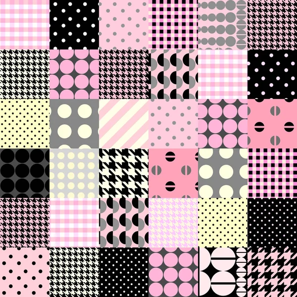 Růžový patchwork vzor — Stockový vektor