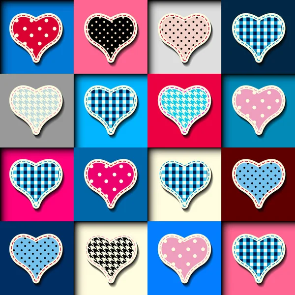 Patrón de patchwork corazones — Vector de stock