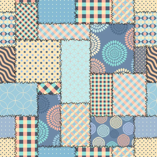 Patchwork retro azul — Vector de stock