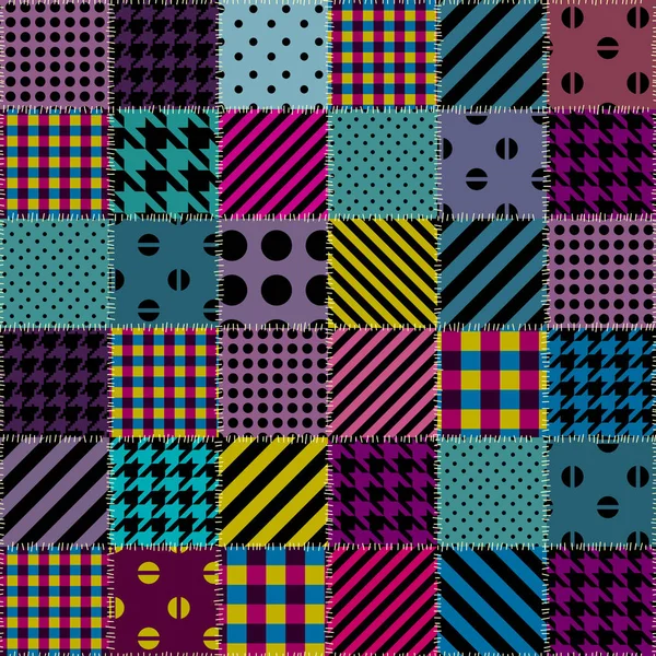 Geometrische patchwork patroon van een vierkanten. — Stockvector