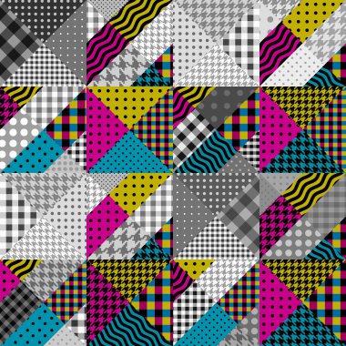 Geometrik patchwork desen bir kareler.