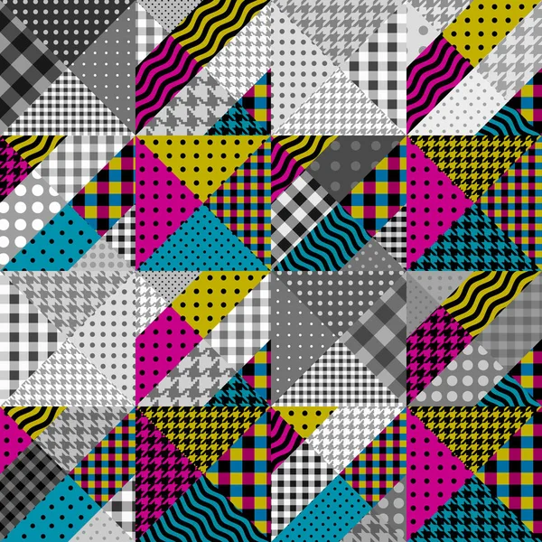Geometriai patchwork minta egy négyzet. — Stock Vector