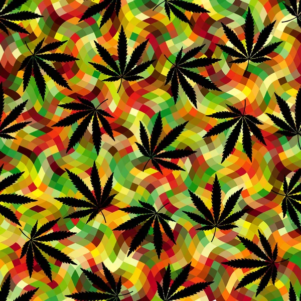 Rastafarian grunge hanf leaves. — Stockvektor