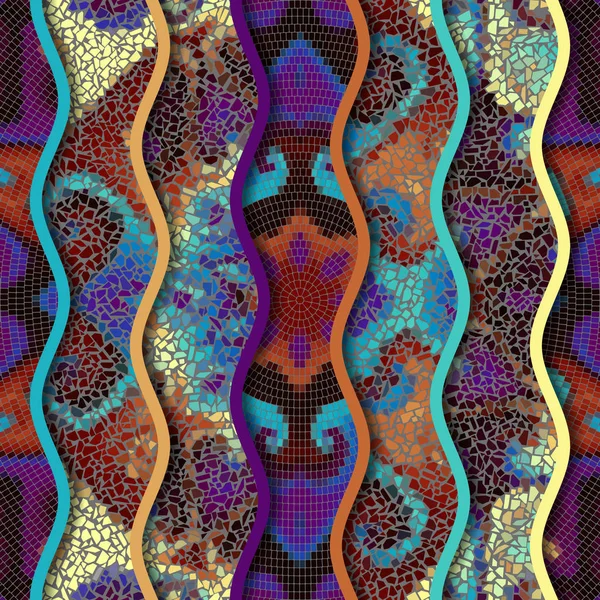 Reliéf vlny dekorativní mozaikové dlaždice vzory — Stockový vektor