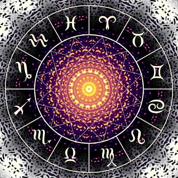 Magic circle with zodiacs sign.