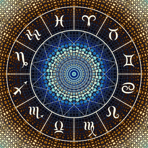 Magische cirkel met zodiacs teken. — Stockfoto