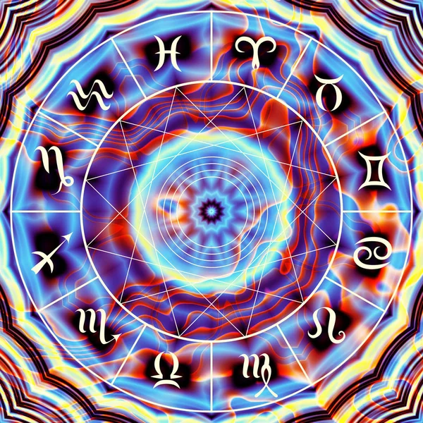 Cerchio magico con segno zodiacale . — Foto Stock