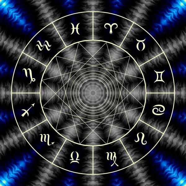 Cerchio magico con segno zodiacale . — Foto Stock