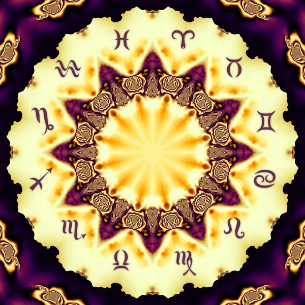 Magic circle with zodiacs sign. — Stock Photo, Image