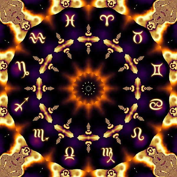 Círculo mágico con signo zodiacs . —  Fotos de Stock