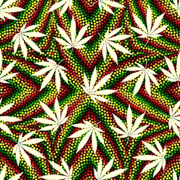 Rastafari grunge hennep bladeren. — Stockvector