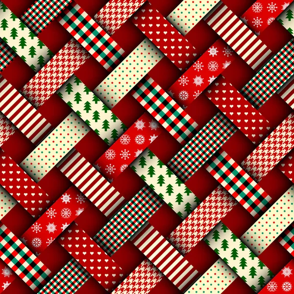 Seamless Christmas background in patchwork style — Stock Vector
