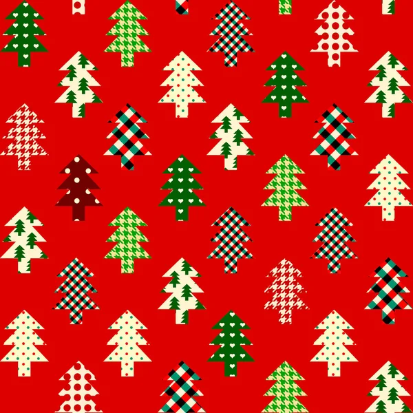 Fondo de Navidad sin costuras en estilo patchwork — Vector de stock