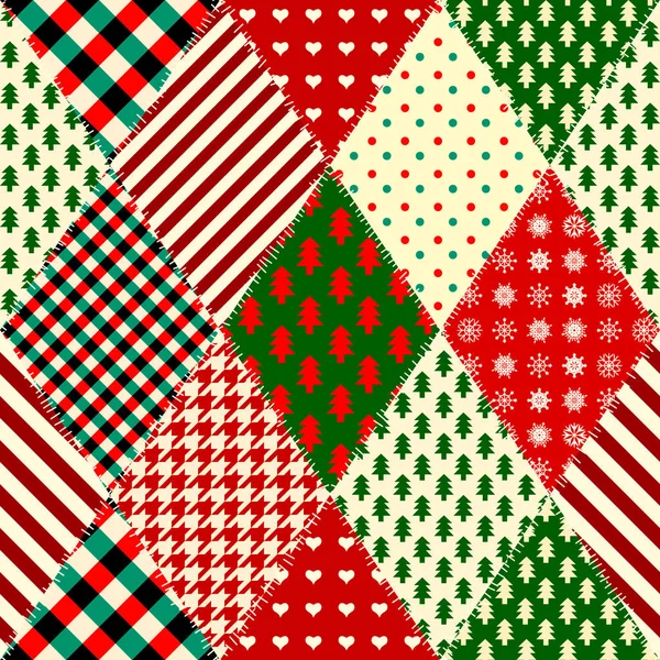 无缝圣诞背景中拼凑而成的风格 — 图库矢量图片