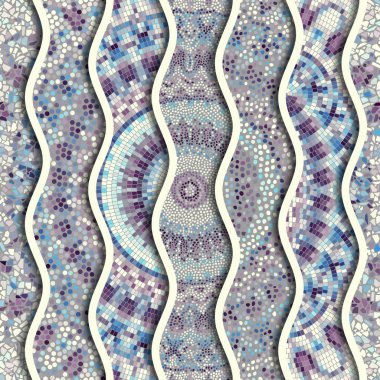 Kabartma dalgalar dekoratif mozaik döşeme desenleri