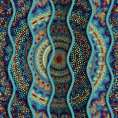 Kabartma dalgalar dekoratif mozaik döşeme desenleri