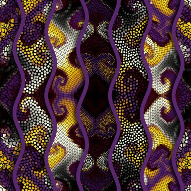 Kabartma dalgalar dekoratif mozaik döşeme desenleri