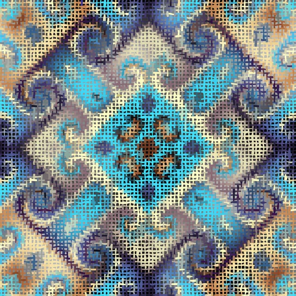 Vagues de motifs de carreaux de mosaïque ornementale — Image vectorielle