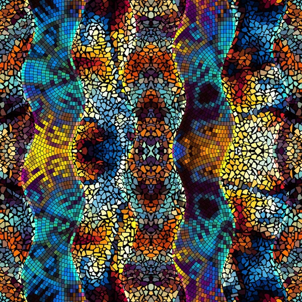 Wellen ornamentaler Mosaikfliesenmuster — Stockvektor