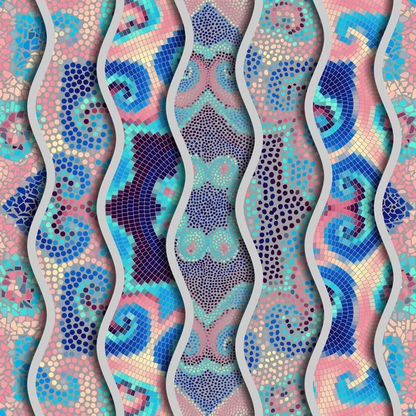 Relief bølger af ornamentale mosaik fliser mønstre – Stock-vektor
