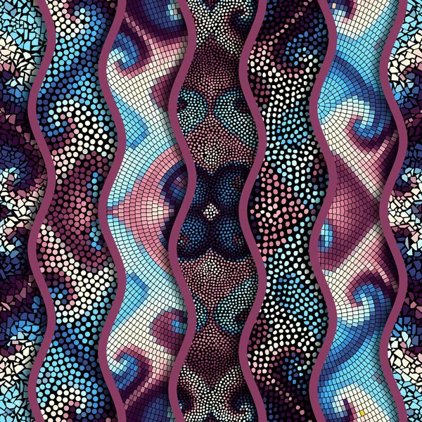 Lättnad vågor av dekorativa mosaik kakel mönster — Stock vektor