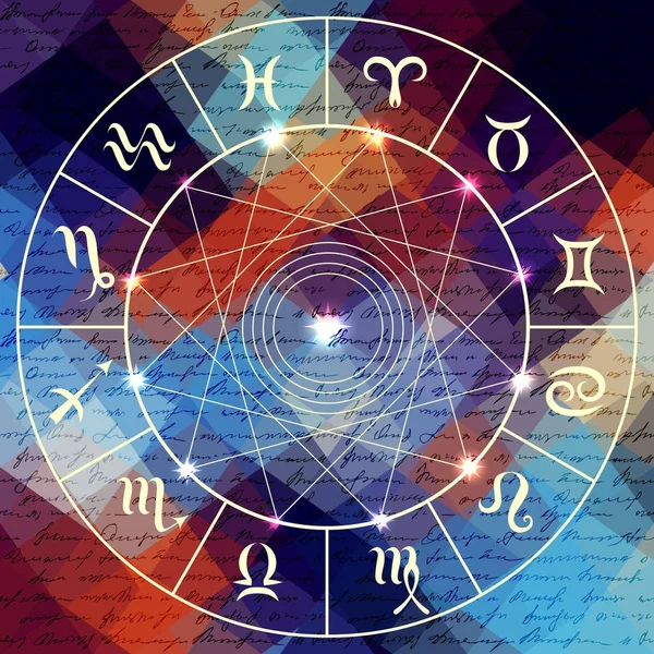 Magiczne koło z zodiak znak. — Wektor stockowy
