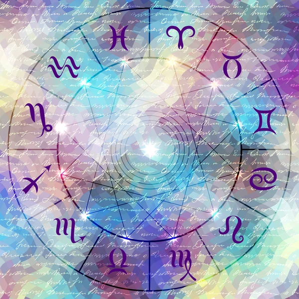 Magic circle with zodiacs sign. — Stock Vector