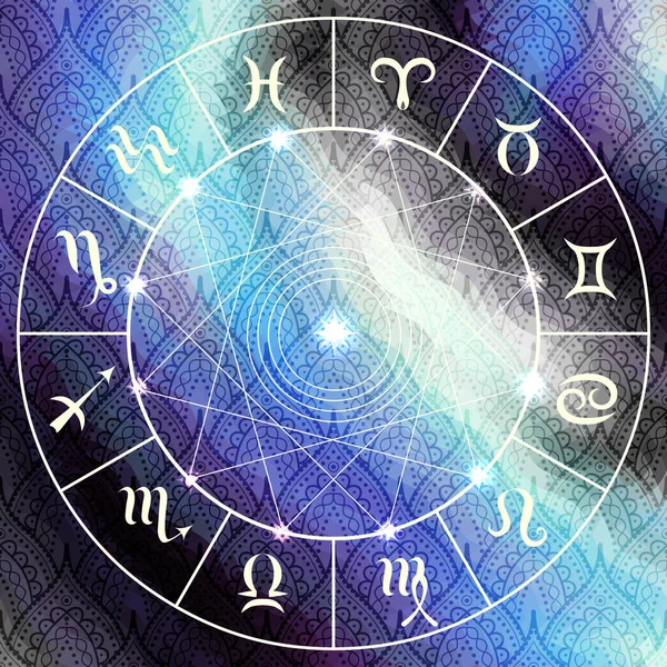 매직 서클 zodiacs 기호. — 스톡 벡터