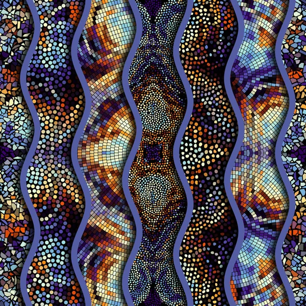 Kabartma dalgalar dekoratif mozaik döşeme desenleri