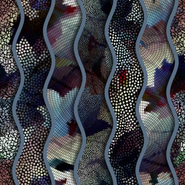 Kabartma dalgalar dekoratif mozaik döşeme desenleri