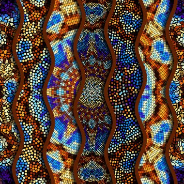 Kabartma dalgalar dekoratif mozaik döşeme desenleri